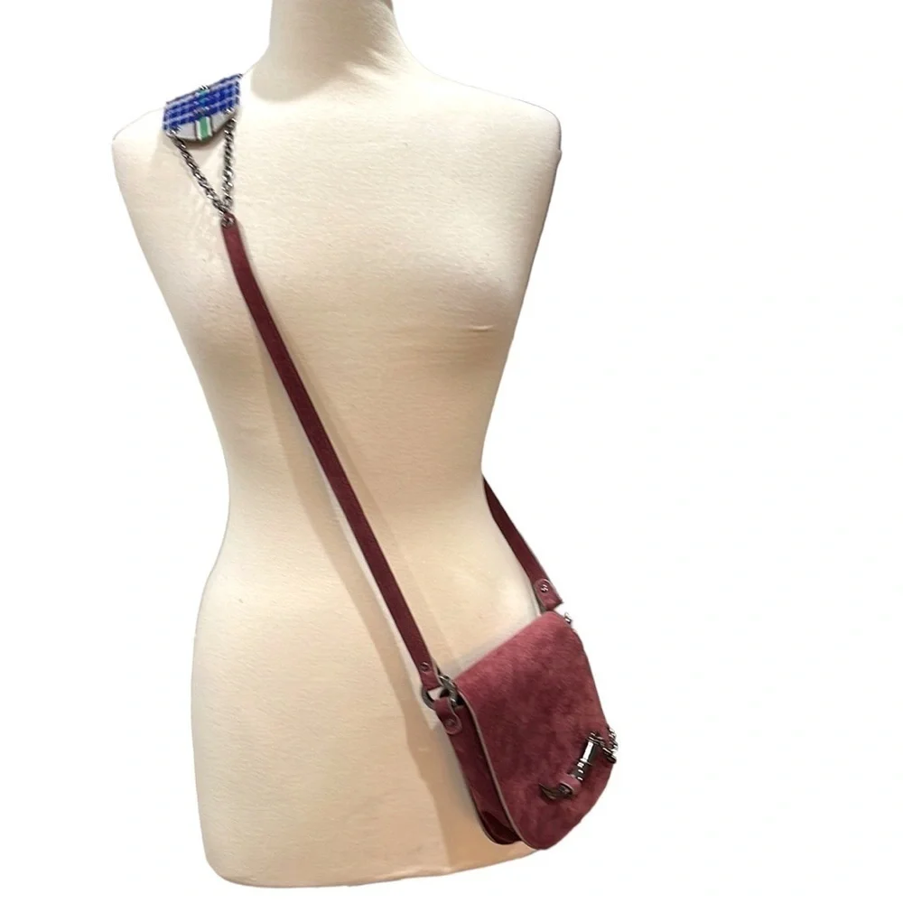 Joey Wolffer Suede Crossbody Bag Burgundy Wine